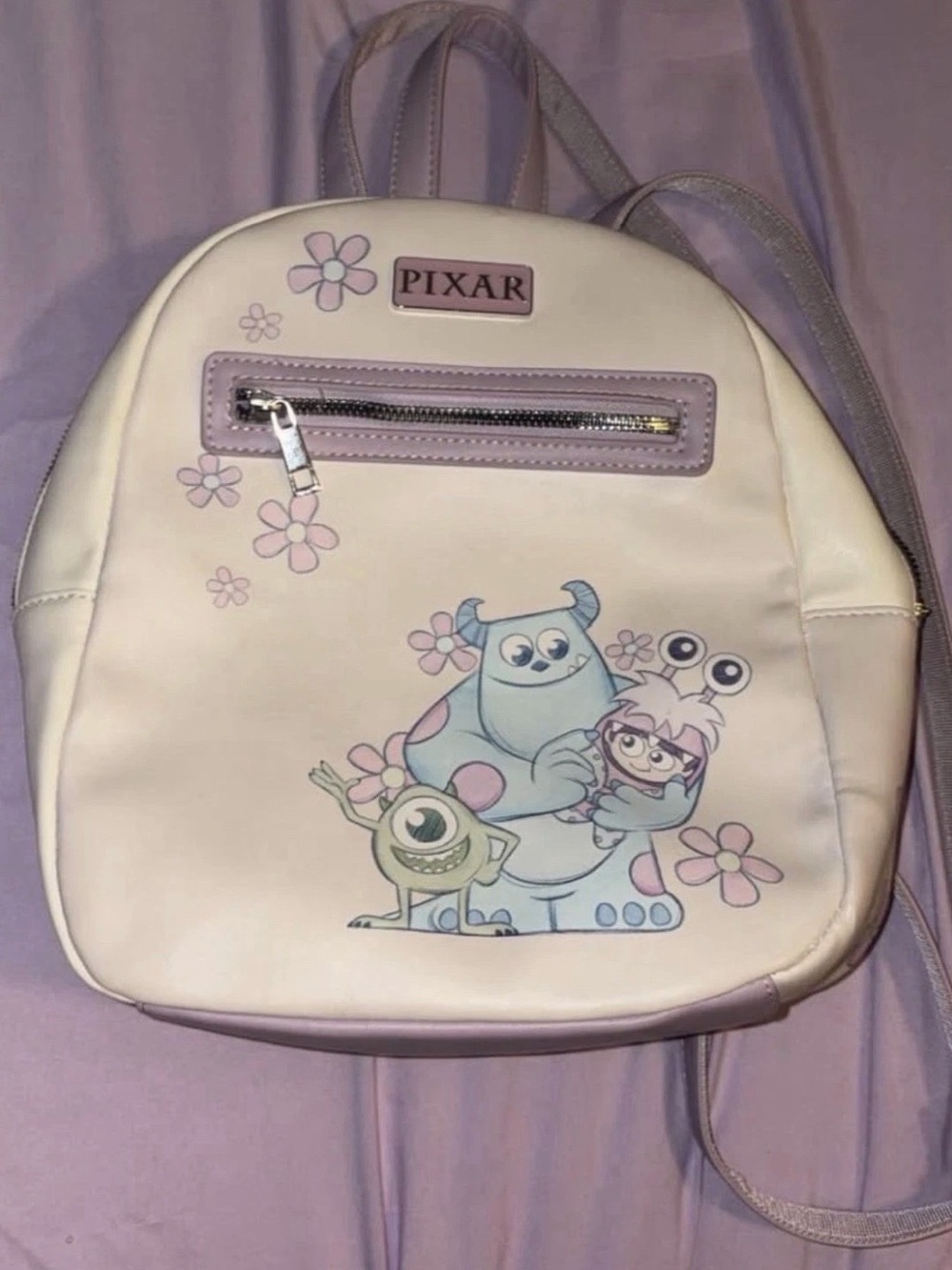Pixar Kids' Lilac & White Monsters Backpack - Cute Character Design